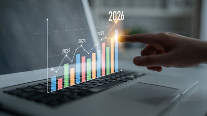 Business growth forecast highlights increasing trends new year 2026. Growth forecast data, growth forecast strategy, and growth forecast planning are key elements. Latch