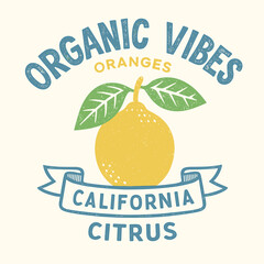 Organic vibes california citrus fruit illustration