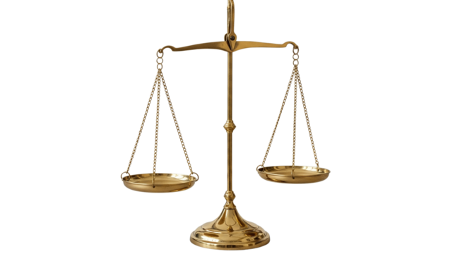 Scales of justice isolated on png transparent background generative ai


