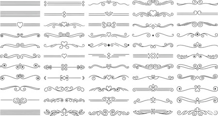 Decorative Dividers and Elegant Line Art Borders - Vintage Vector Patterns