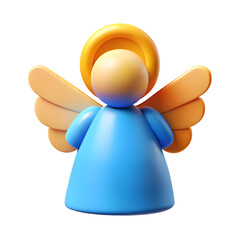 Adorable 3D Angel Icon with Halo and Wings Glowing Warmly