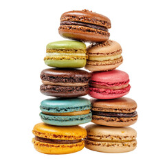 Colorful macarons stacked in a pyramid