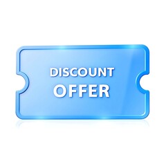 Blue discount offer coupon with rounded corners and embossed text