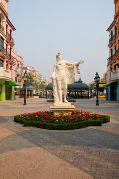 Monument in Venice-Inspired Pedestrian Street