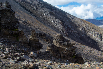 Unique Rock Formations in Rugged Mountain Landscape