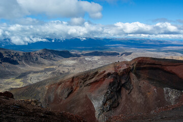 Stunning Volcanic Landscape with Crater and Distant Mountains