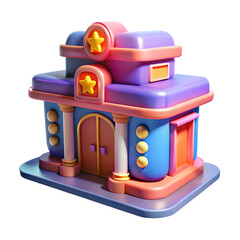 Colorful Illustrated Building: A charming cartoon-style rendering of a whimsical building, perfect for adding a touch of fun and fantasy to any project.