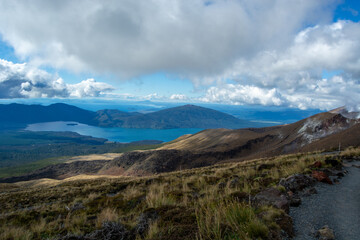 Scenic Mountain View Overlooking Lake and Hills