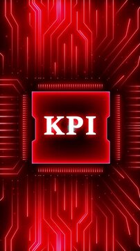 KPI key performance indicator increase optimization business and industrial process. Digital Data moving on Circuit Board and CPU . Computer Processing and organizing data.