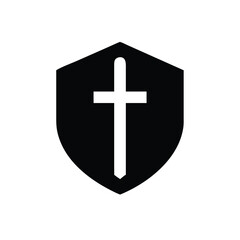 Obraz premium Medieval guard shield with a sword cross