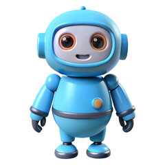 Fototapeta premium Cute blue robot isolated on transparent background