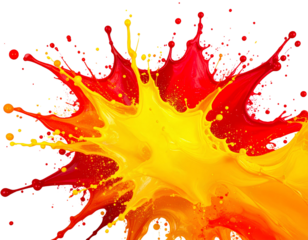 Red yellow paint splash isolated on transparent background