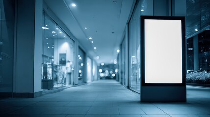 Illuminated Blank Billboard at Night in an Urban Setting Ready for Advertising Mockup