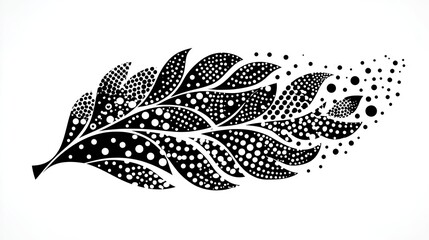 Ornate black and white leaf design.