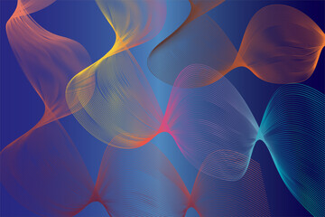 Obraz premium Abstract digital art with blue wavy lines, smoky patterns, and a swirling fractal design on a dark background