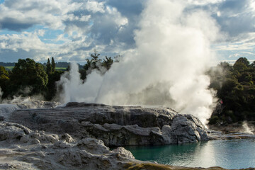 Majestic Geyser in a Geothermal Landscape