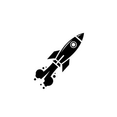 Rocket silhouette icon design for editorial and commercial use representing space exploration and technological advancement