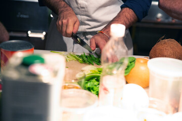 chef prepares food in a kitchen