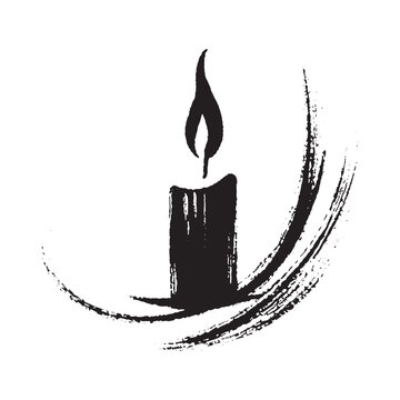  Memorial candle silhouette minimalist brush stroke vector illustration