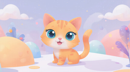Fototapeta premium Cute cartoon kitten