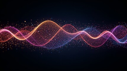 Vibrant abstract wavy lines of light and energy flow across a dark background.