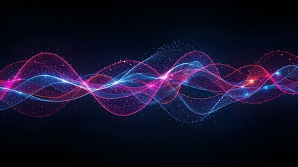 Fototapeta premium Vibrant waves of light and energy flow across a dark background in this stunning digital artwork.