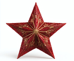 A beautiful, sparkly red and gold star ornament, perfect for Christmas.