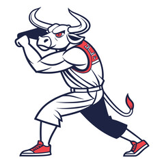 Minimalist Vector Mascot of a Strong Bull for a Sports Team
