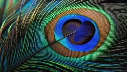 Vibrant peacock feather close-up