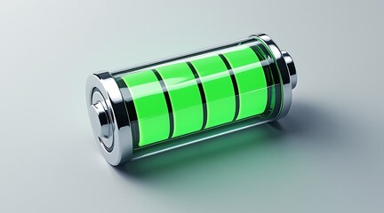Fully Charged Battery Icon with Green Power Indicator