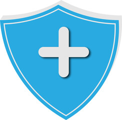 3D Medical Shield Icon with Plus Sign Isolated on Transparent Background