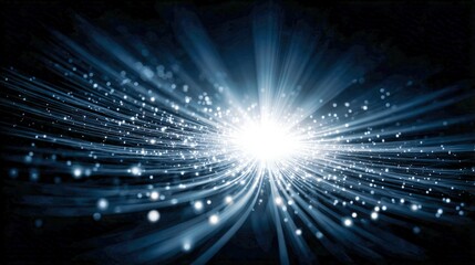 Obraz premium Abstract Light Burst with Flowing Particles, Futuristic Digital Background for Creative Projects