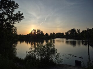 sunset over the river