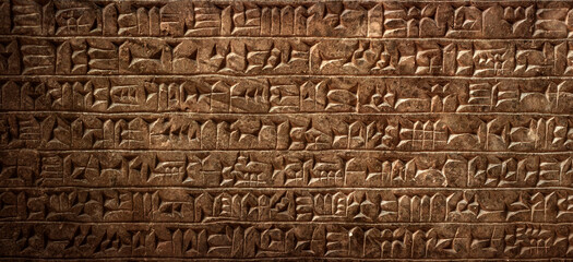 Ancient cuneiform Sumerian text. Historical background on the theme of civilizations of Assyria,...