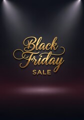 Black friday sale promotion with elegant gold typography and dramatic lighting for marketing and advertising campaigns