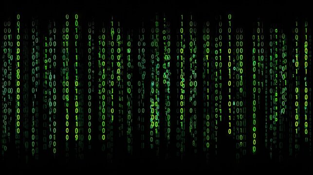 Binary code sequence on a dark background.