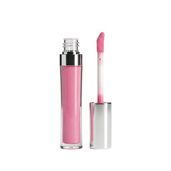Pink liquid lipstick and applicator isolated on transparent background