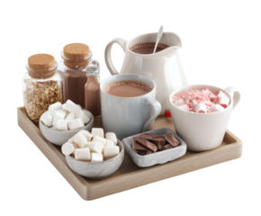 A comforting scene of hot chocolate with marshmallows and treats, ready to enjoy.