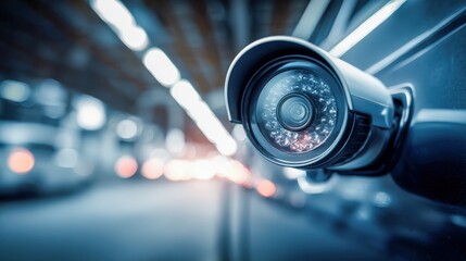 CCTV Camera Securing a Parking Garage, Providing Surveillance and Monitoring for Safety and Crime Prevention