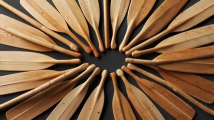 Wooden paddles arranged in a circle