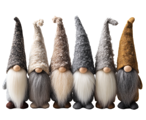 A delightful ensemble of gnomes, ideal for adding a festive touch to any home.