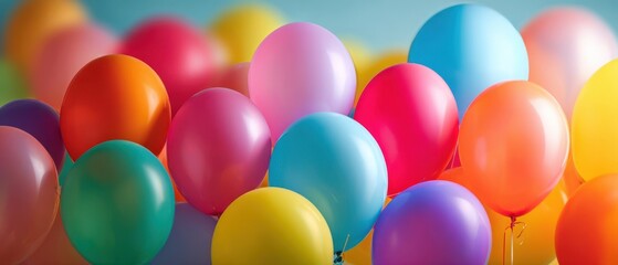 The colorful arrangement of balloons for a joyful celebration and decoration.