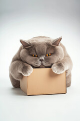 Playful Cat in Box, funny animal