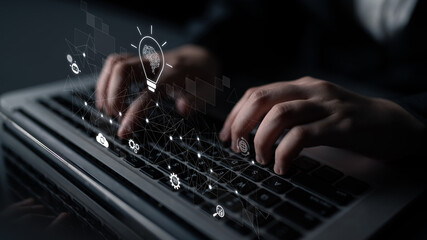 AI innovation with neural network and digital transformation. AI innovation drives automation, powers ideas, AI innovation enhances SEO, and AI innovation enables global connection. Latch