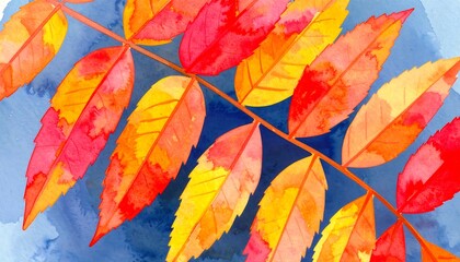Obraz premium Autumn watercolor leaves background