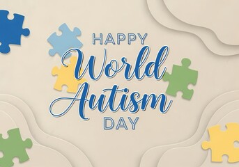 Celebrating world autism day with colorful puzzle pieces design for awareness and support