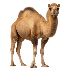 A majestic dromedary camel standing proudly isolated on transparent background