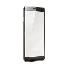 Modern smartphone with blank screen isolated on transparent background, offering a clean and contemporary design for various digital communication and technology applications