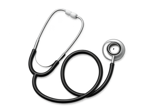 Stethoscope resting on transparent background for medical projects