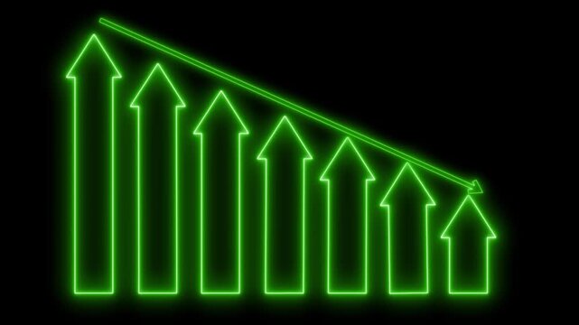 Neon Arrows Descending Business Report Bar Chart Animation